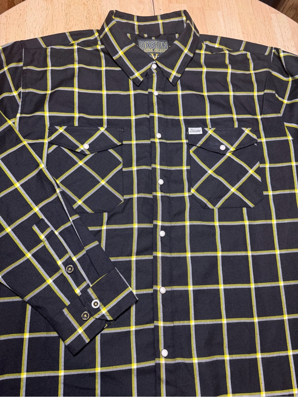 Dixxon Flannel Pearl Snap Shirt Vogue Tyres Mens 3XL Yellow Plaid Long Sleeve